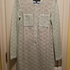 Victoria Beckham Mint Green Long Sleeve Lace Dress